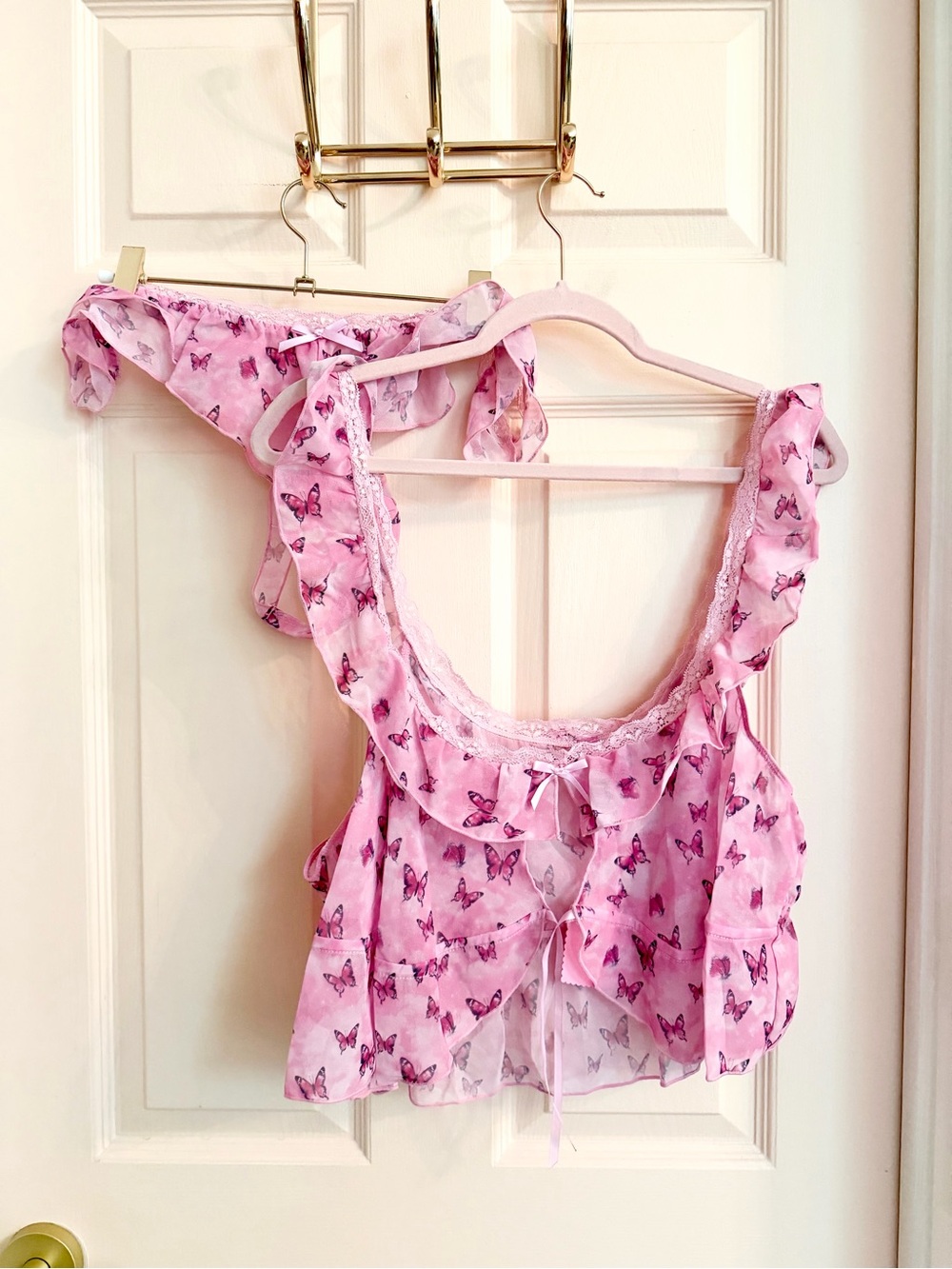 NWT pink butterfly sugar thrillz sleep set
